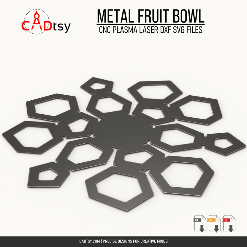 Single-piece hexagon pattern flat cutting layout for the metal fruit basket