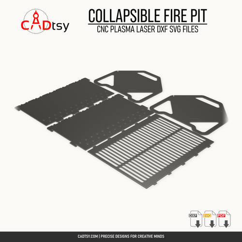 Five CNC-cut flat panels for the collapsible fire pit and grill design