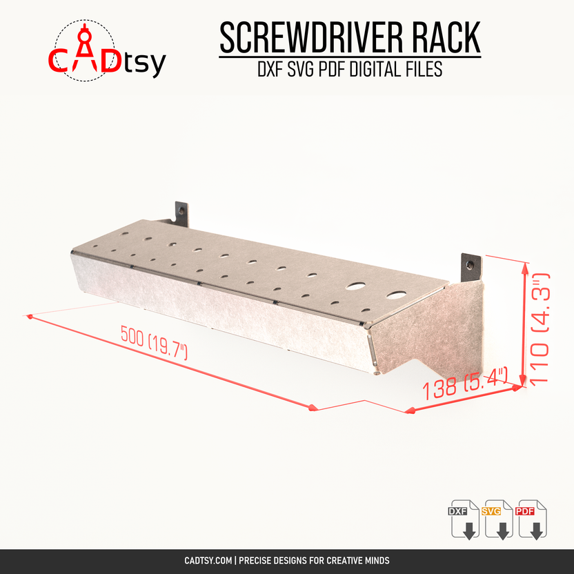 Finished metal screwdriver rack dimensions: 500 by 138.2 by 110 millimeters