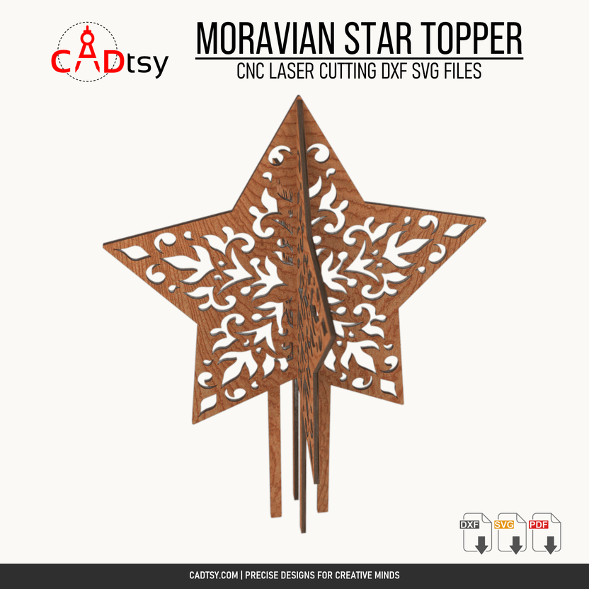 Slot-fit construction detail of the Moravian star Christmas tree topper