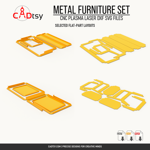 Selected flat sheet metal part layouts from the outdoor furniture set