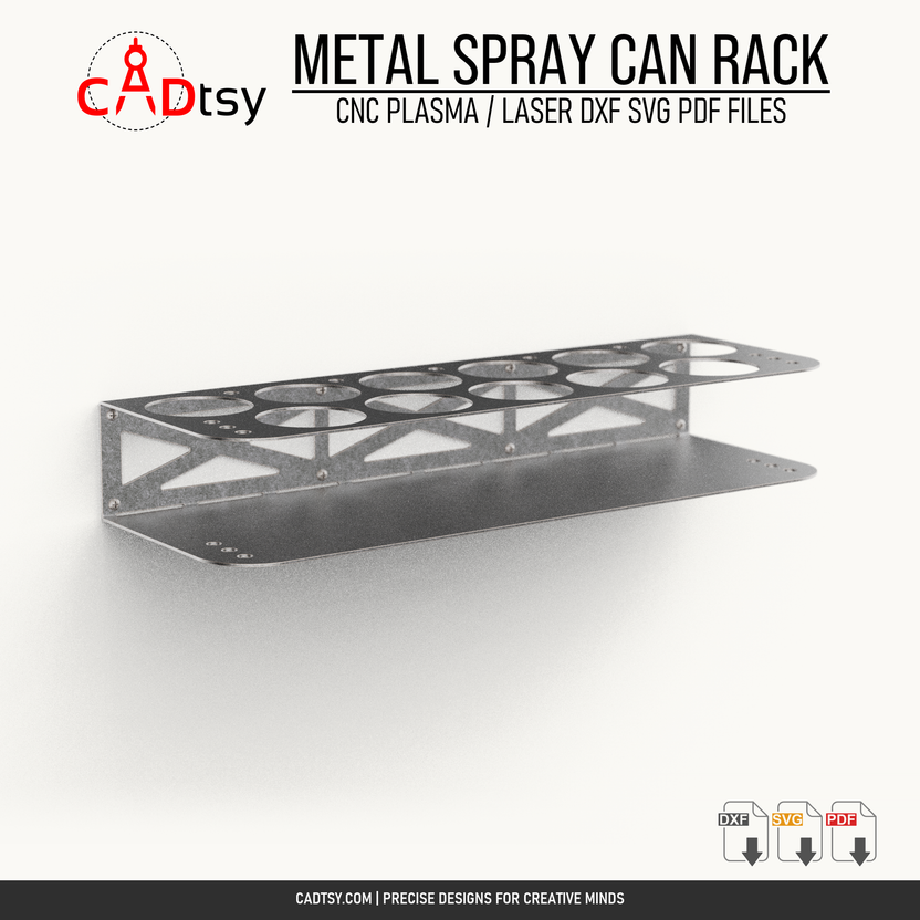 Empty metal spray can rack showing the X-braced side construction