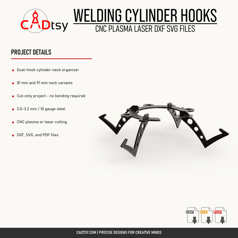Welding cylinder hook material, fabrication, and included file details