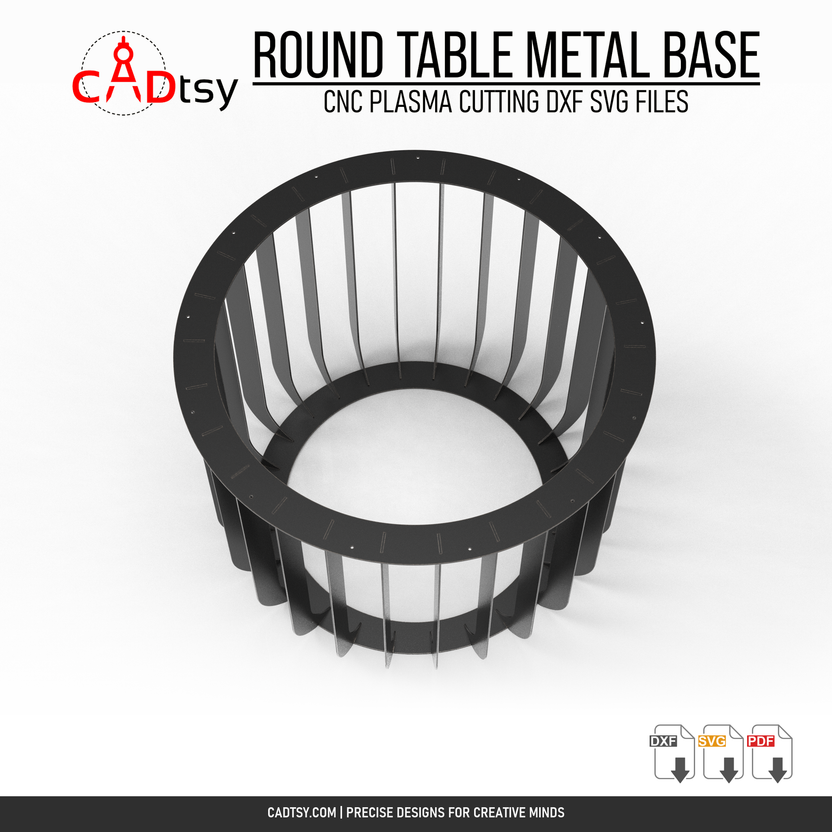 Top view of circular radial table base ring and repeated legs