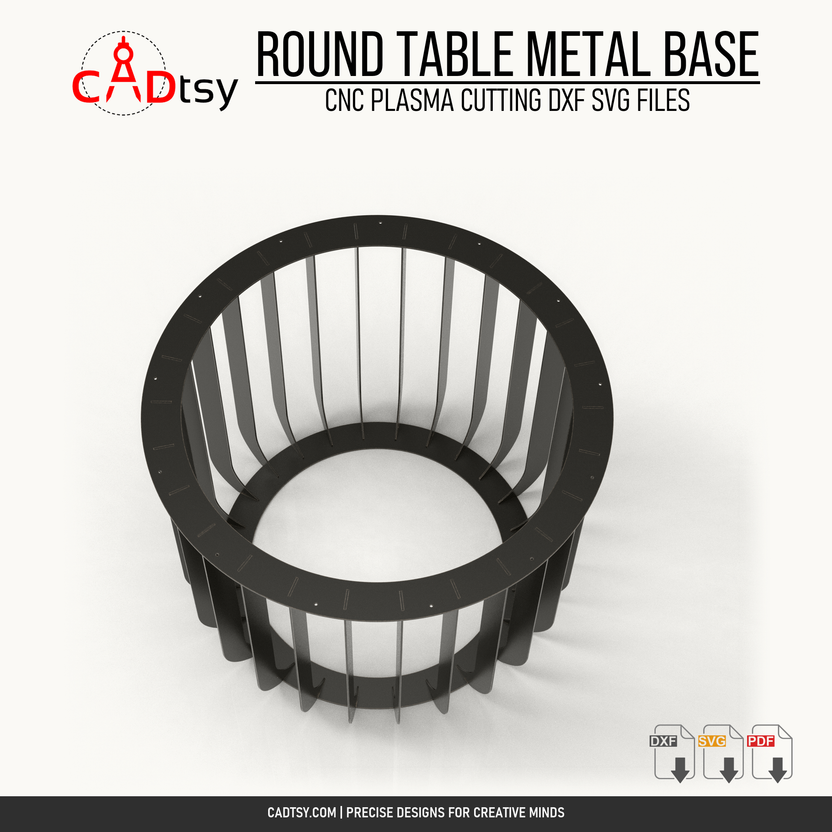 Top view of the D900 circular table base rings and radial blades