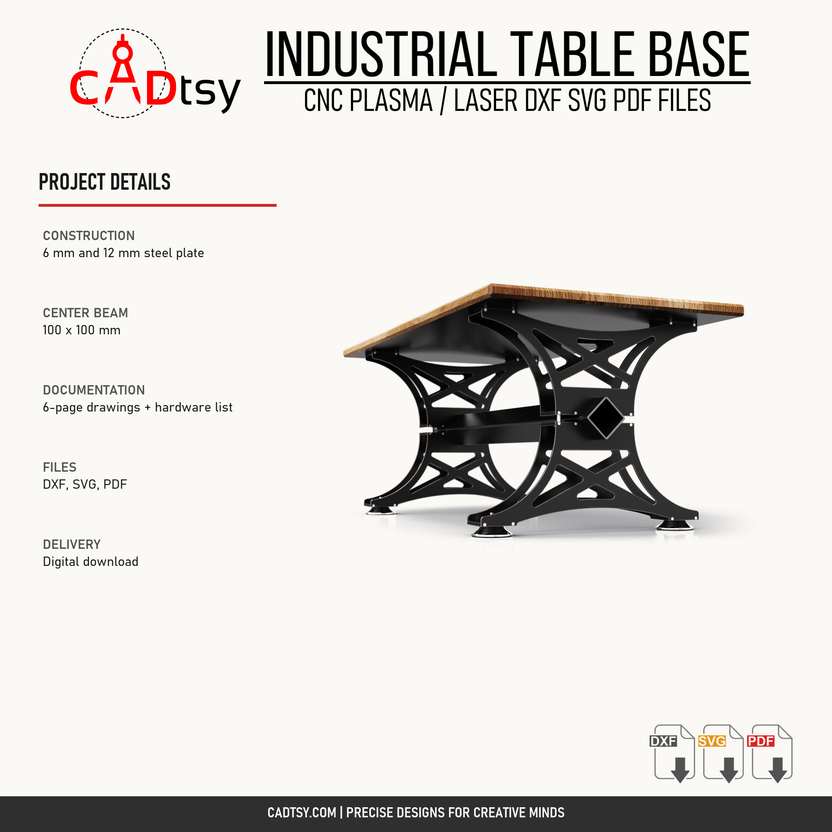 Construction, center beam, documentation, file formats, and digital delivery details