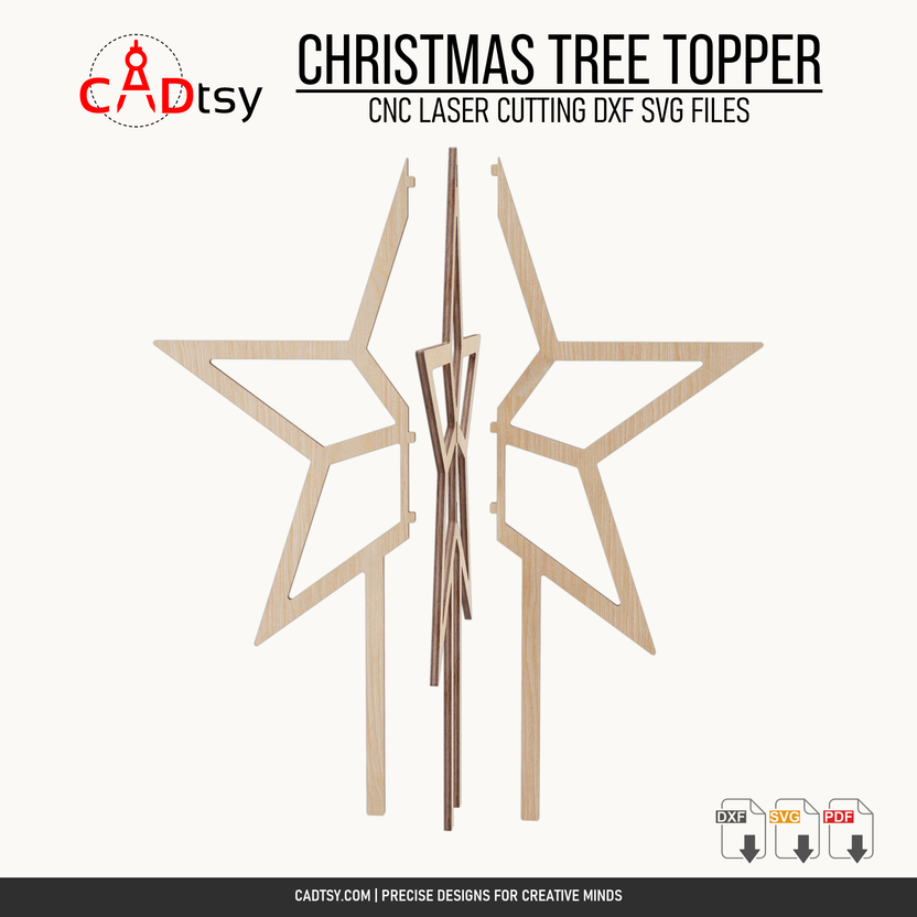 Edge view showing the intersecting panels of the Christmas tree topper star