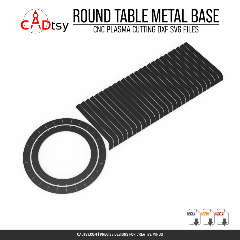 Circular rings and repeated radial plate parts prepared for CNC cutting