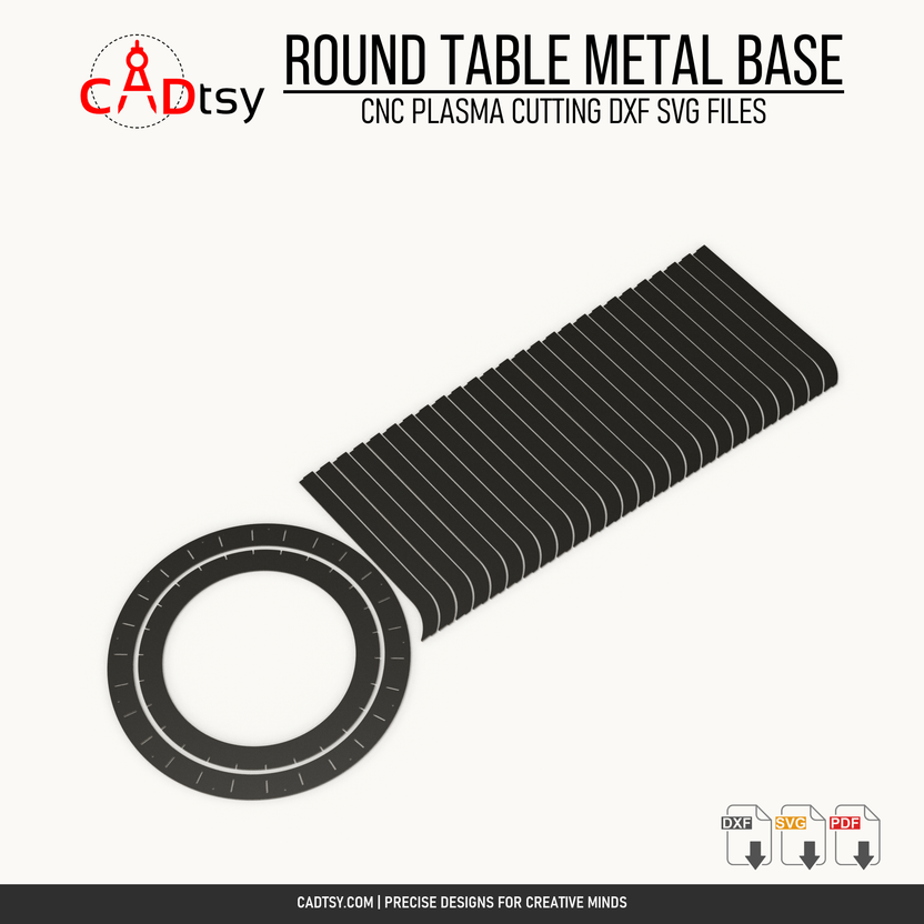 Two circular rings and 26 radial blade parts prepared for CNC cutting
