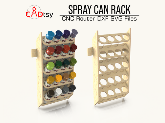 Download precision DXF/SVG files for CNC router cutting to build your spray paint can holder rack. Enhance workshop garage organization with easy-to-follow, compatible, and durable designs.