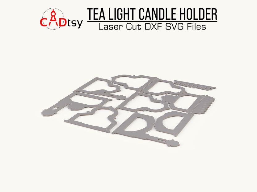 Flat cut parts for mosque tea light candle holder