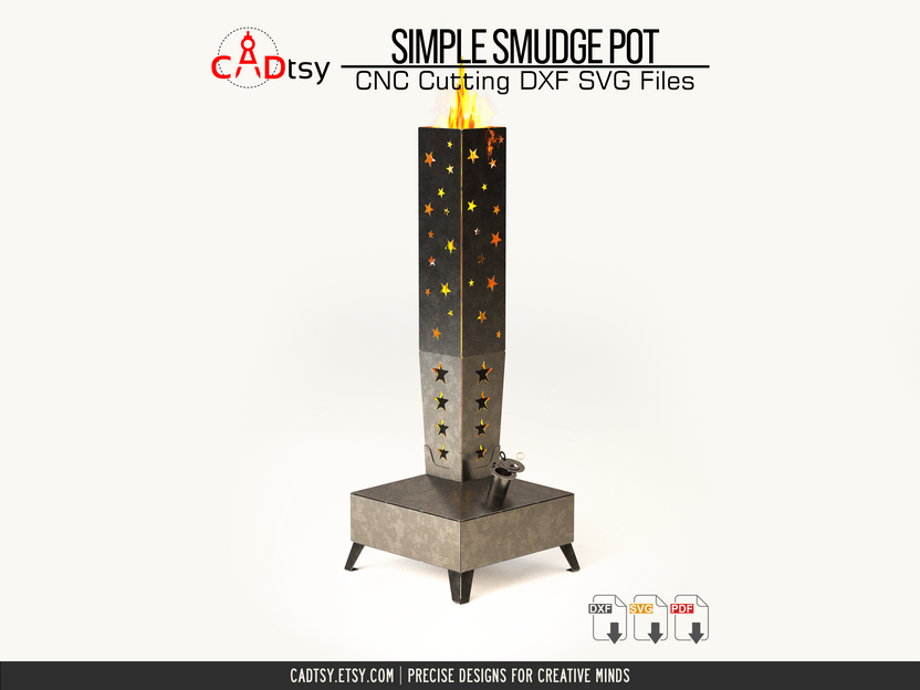 Front view of smudge pot heater with raised square base