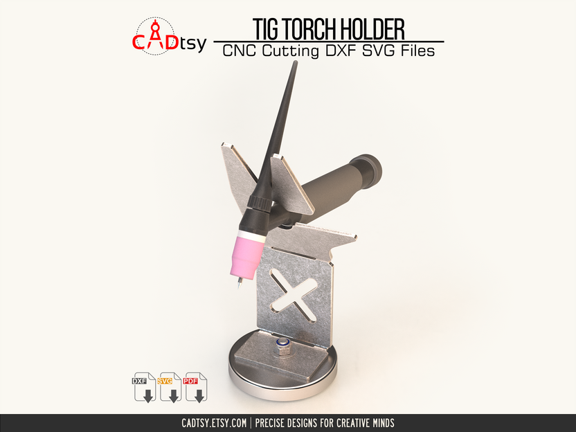 Opposite side view of TIG torch holder and round base