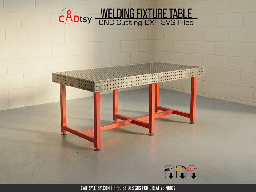 Finished 2400 mm welding fixture table with red square-tube legs