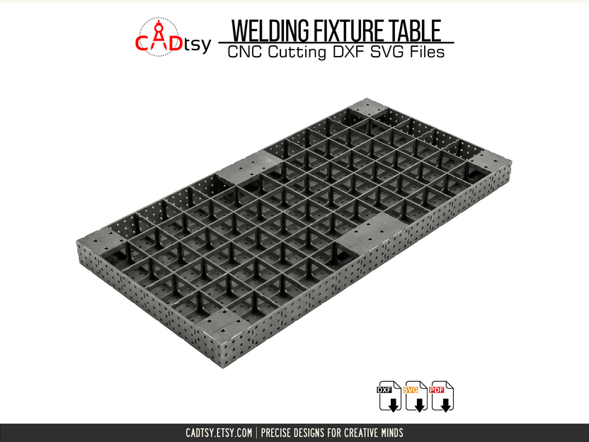 Underside view of welding table plate and rib grid structure