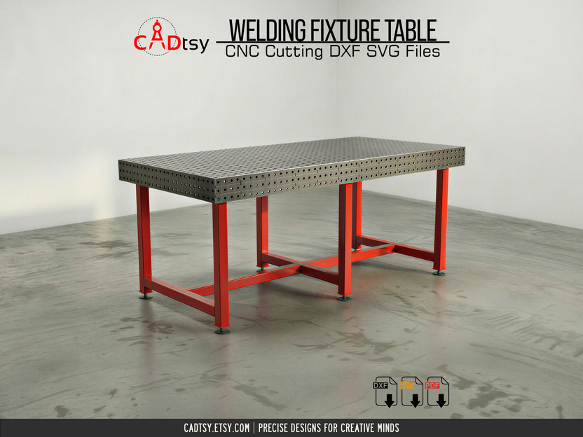 Angled view of finished welding fixture table