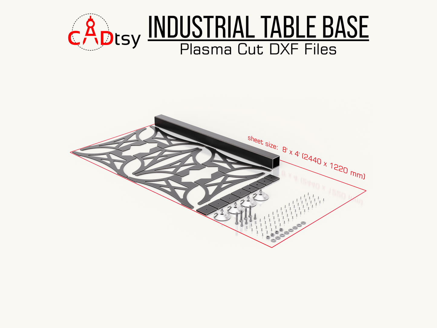 Industrial Table Leg Base DXF Plasma Cutting CNC Files | Laser Cut Pattern for Dining Table Metal Base