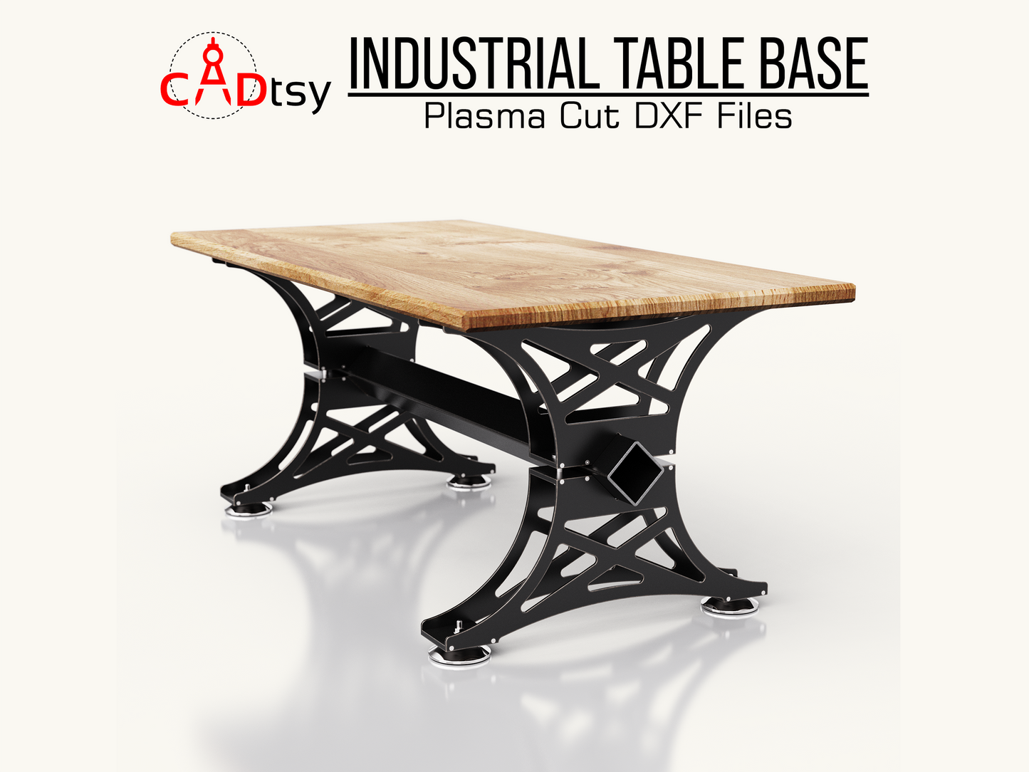 Industrial Table Leg Base DXF Plasma Cutting CNC Files | Laser Cut Pattern for Dining Table Metal Base