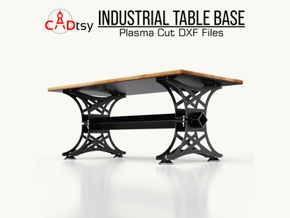 Industrial Table Leg Base DXF Plasma Cutting CNC Files | Laser Cut Pattern for Dining Table Metal Base