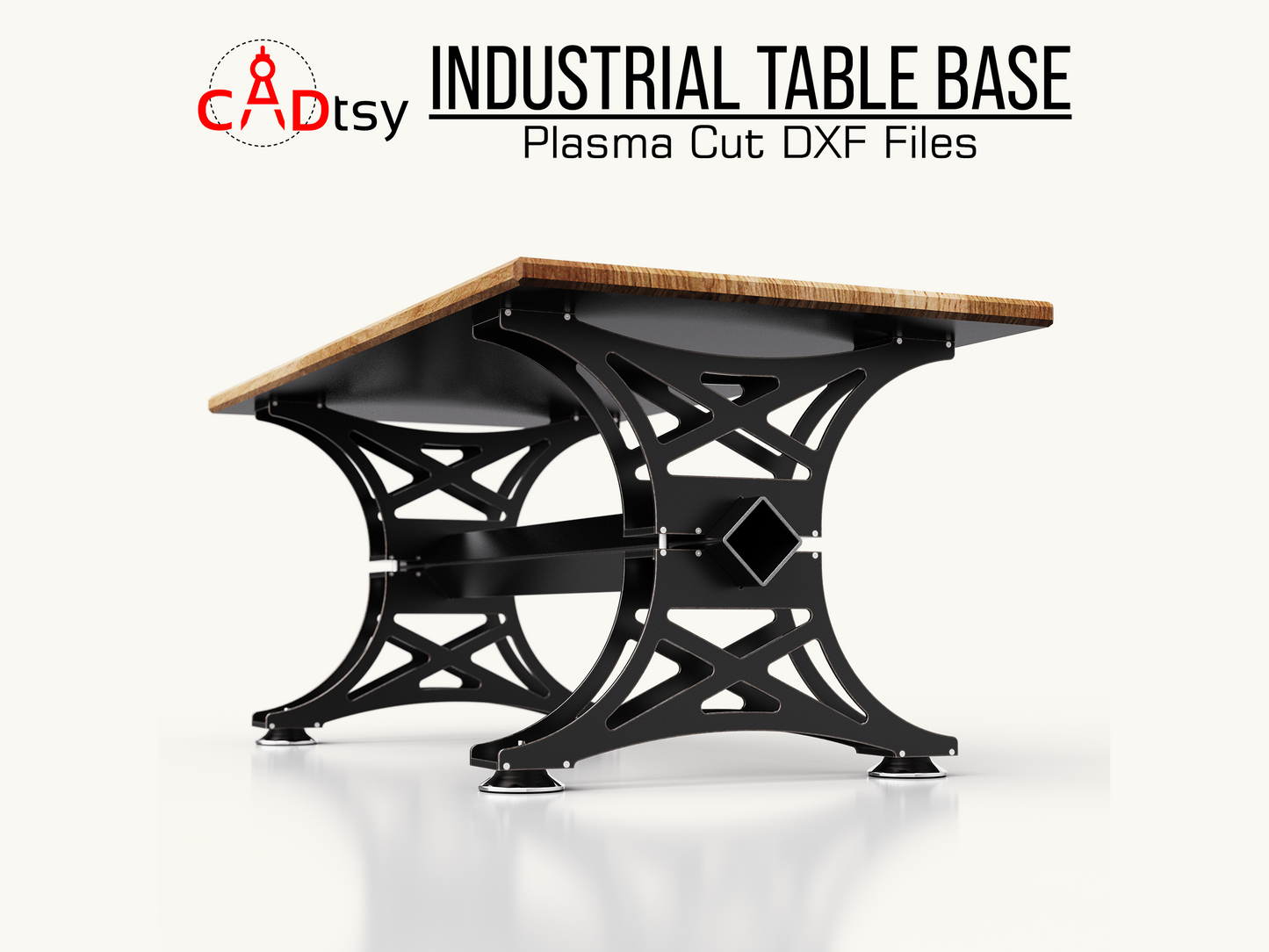 Industrial Table Leg Base DXF Plasma Cutting CNC Files | Laser Cut Pattern for Dining Table Metal Base