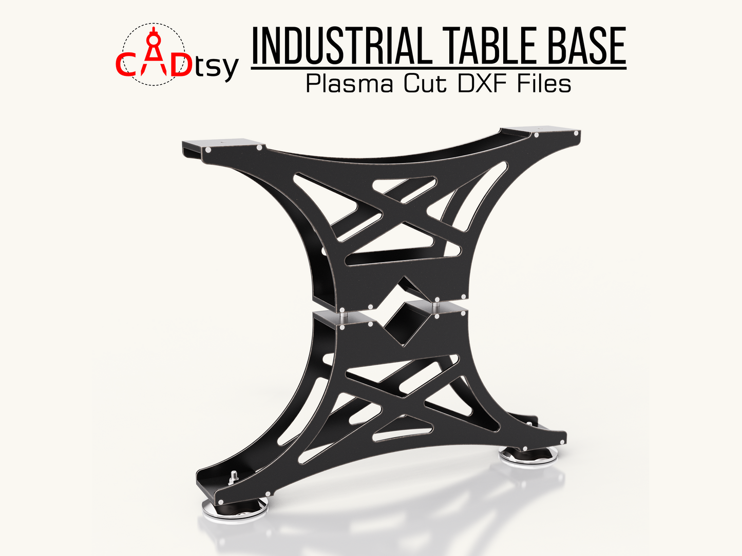 Industrial Table Leg Base DXF Plasma Cutting CNC Files | Laser Cut Pattern for Dining Table Metal Base