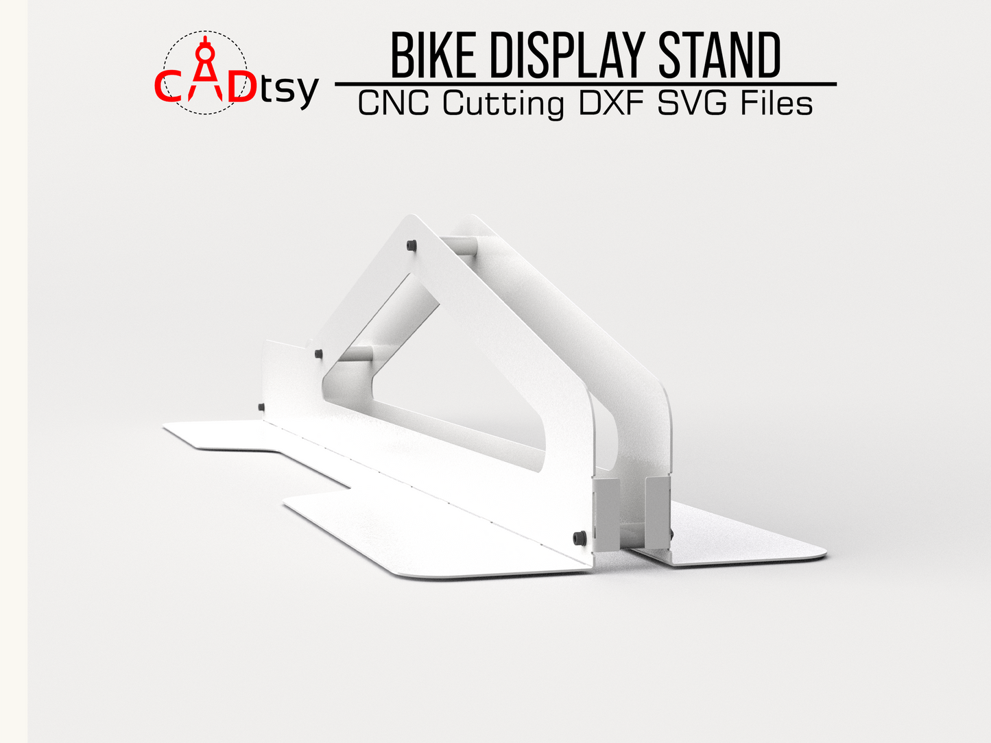 Bike Stand DXF Plasma Cutting CNC Files - A high-quality CNC and plasma cutting file for a metal bike display stand, perfect for showcasing mountain bikes and other bicycles in garages or shops