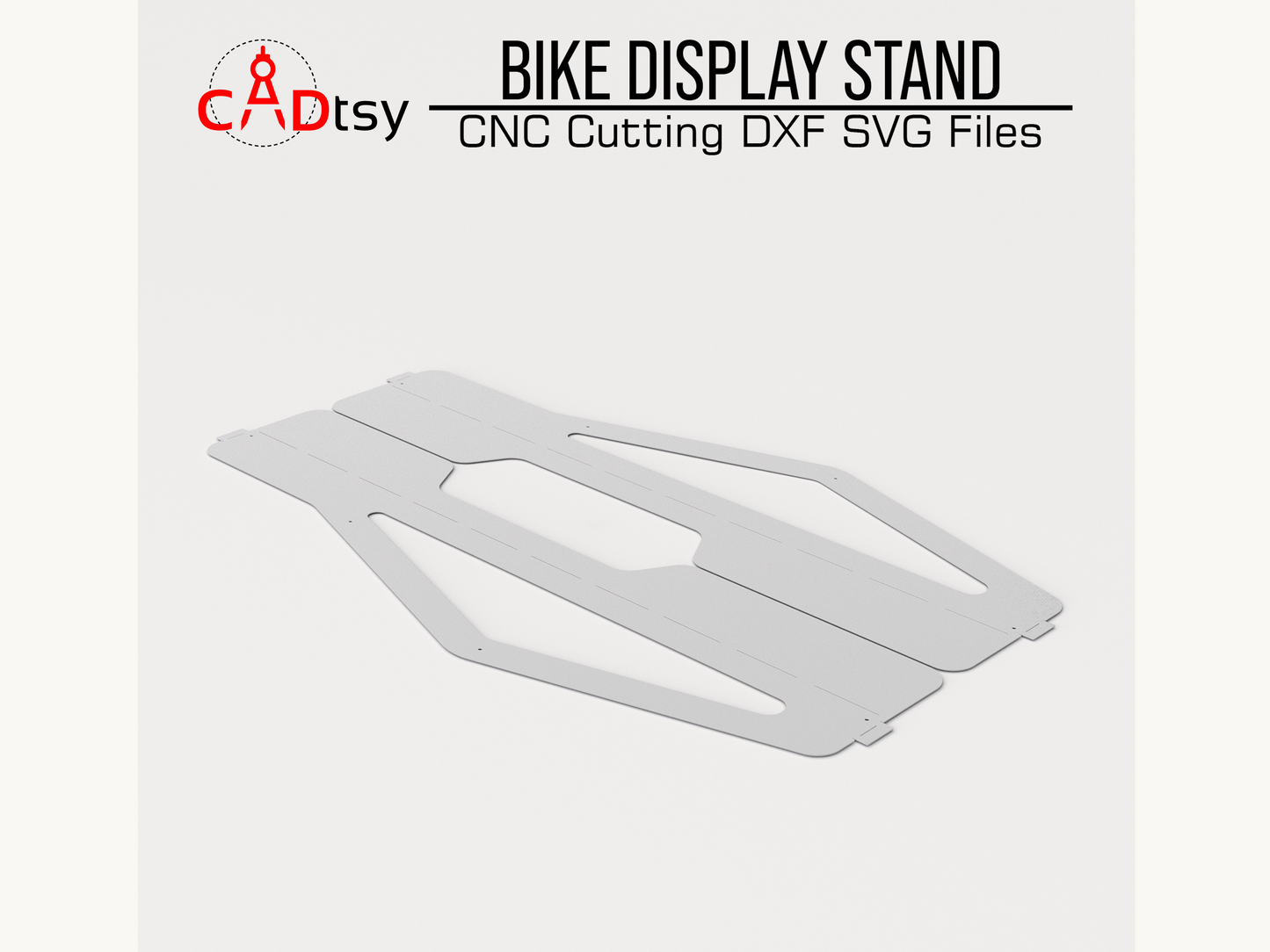 Bike Stand DXF Plasma Cutting CNC Files - A high-quality CNC and plasma cutting file for a metal bike display stand, perfect for showcasing mountain bikes and other bicycles in garages or shops