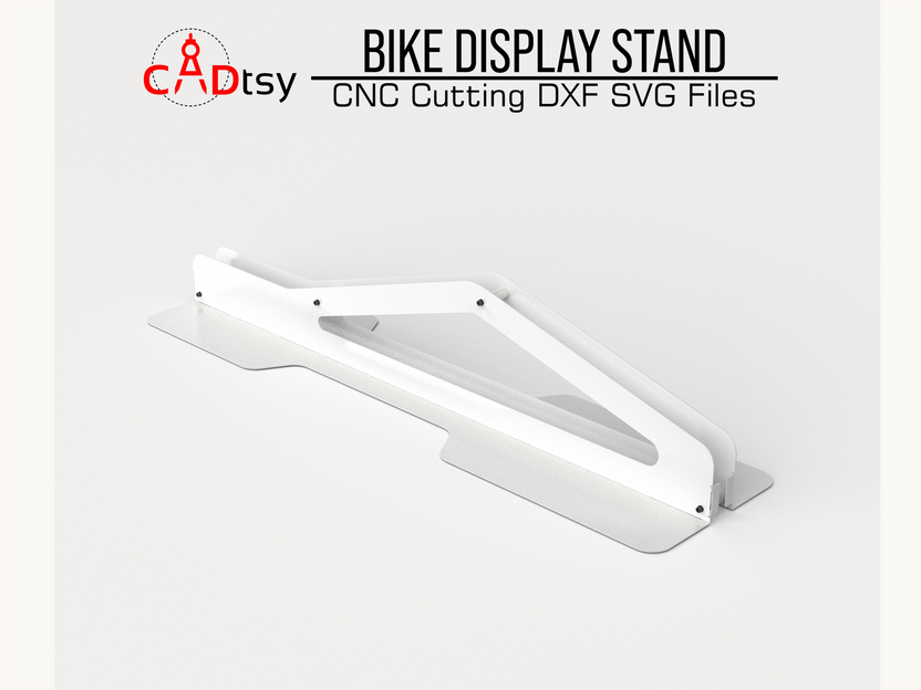 White bike stand base with long cutout, angled top view