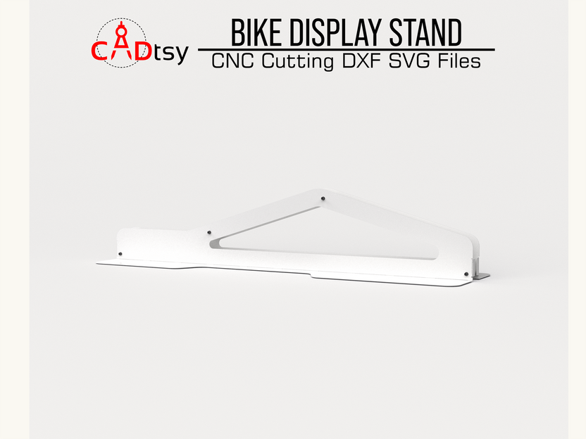 White metal bike stand side profile with triangular support