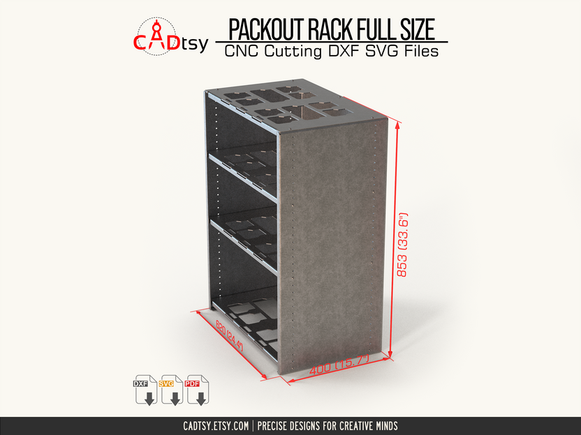 Dimensioned empty modular rack with mounting-plate top
