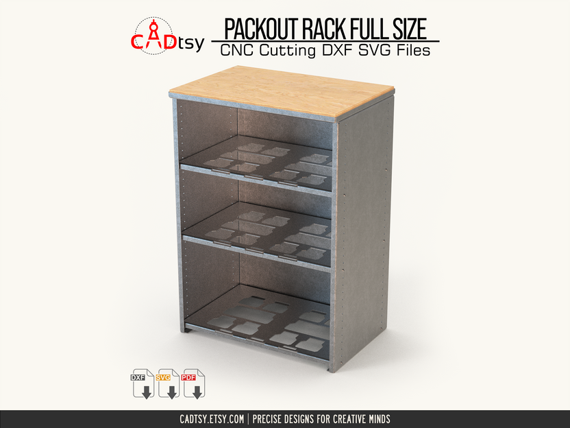 Empty modular tool rack with flush worktop layout