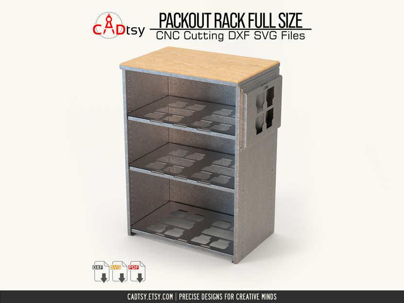 Side angle of empty modular rack with flush worktop