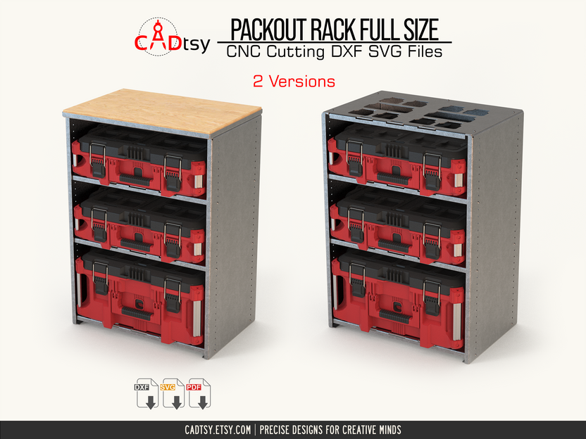 Flush-worktop and Packout-compatible top rack versions side by side