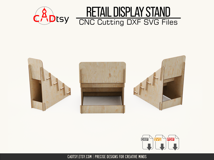 Rear views showing the angled panels of the craft display stands