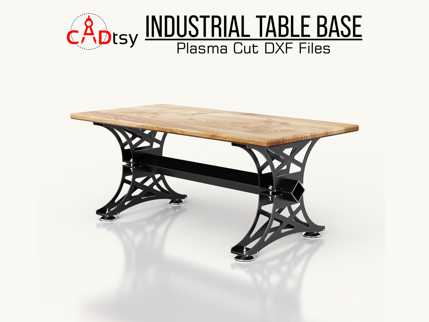 Industrial Table Leg Base DXF Plasma Cutting CNC Files | Laser Cut Pattern for Dining Table Metal Base - CADtsy