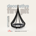 Decorative teardrop metal fire pit with all seven steel thickness versions listed