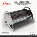 Rear three-quarter view of the assembled collapsible grill and its tab-and-slot panel connections.