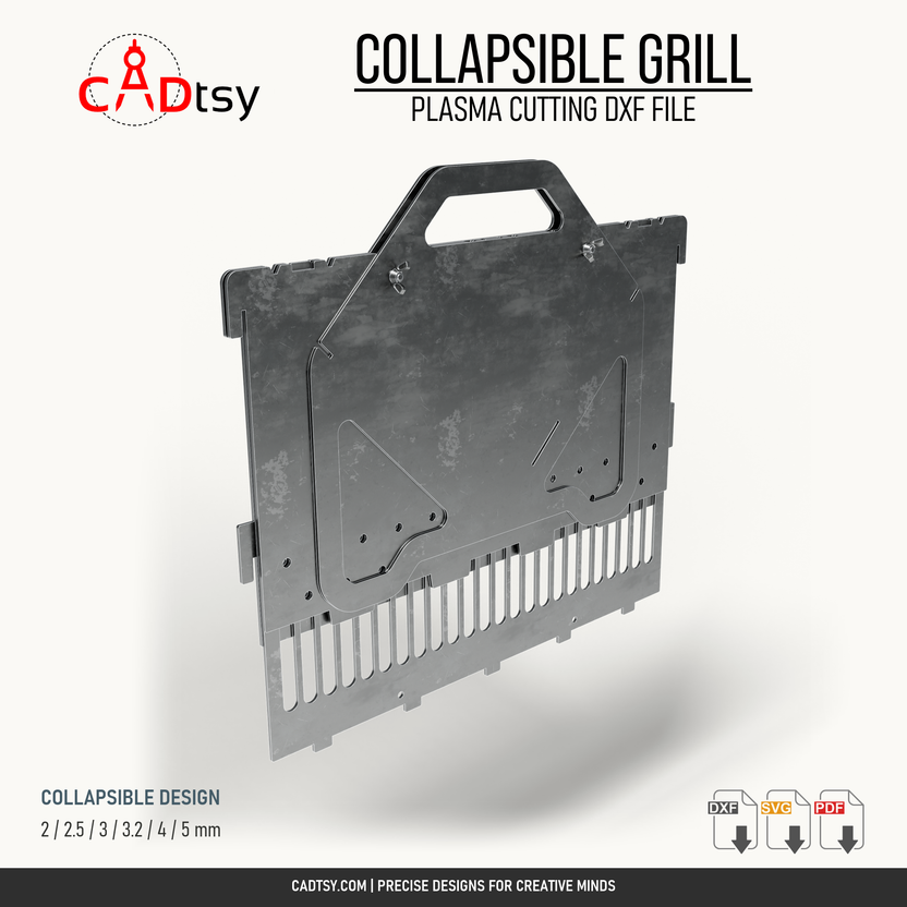 Collapsible grill panels stacked flat with carrying handles aligned for storage.