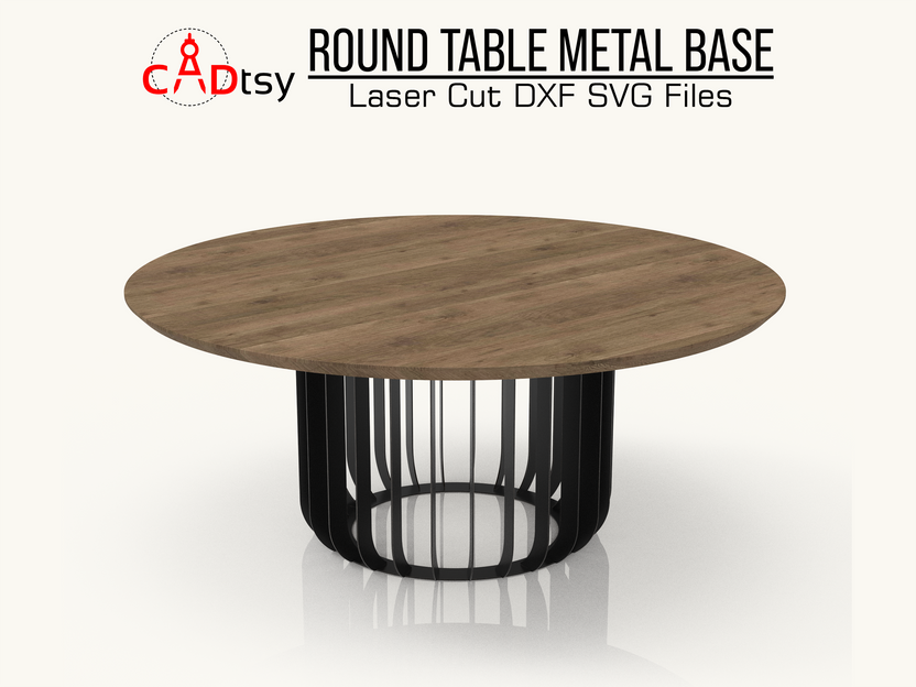 Round table metal base listing cover with finished tabletop