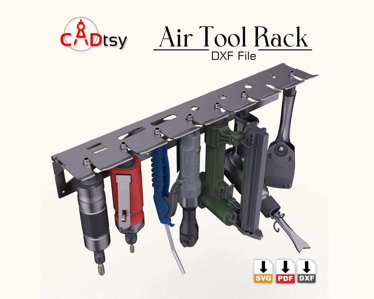 Air Tool Holder Organizer Storage Rack DXF Plasma Cutting Files, Vector SVG Pattern