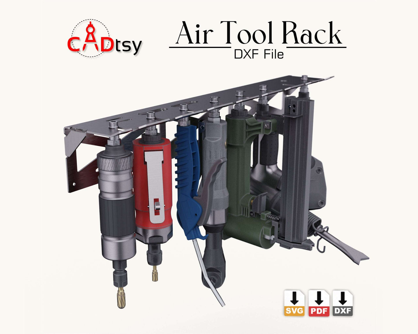 Air Tool Holder Organizer Storage Rack DXF Plasma Cutting Files, Vector SVG Pattern