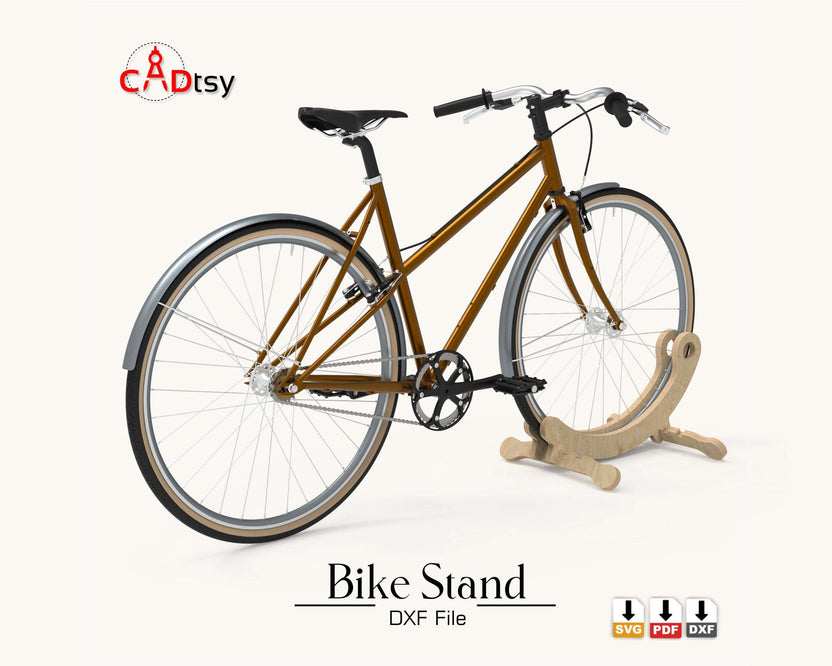 Front angled bicycle view in wooden floor stand