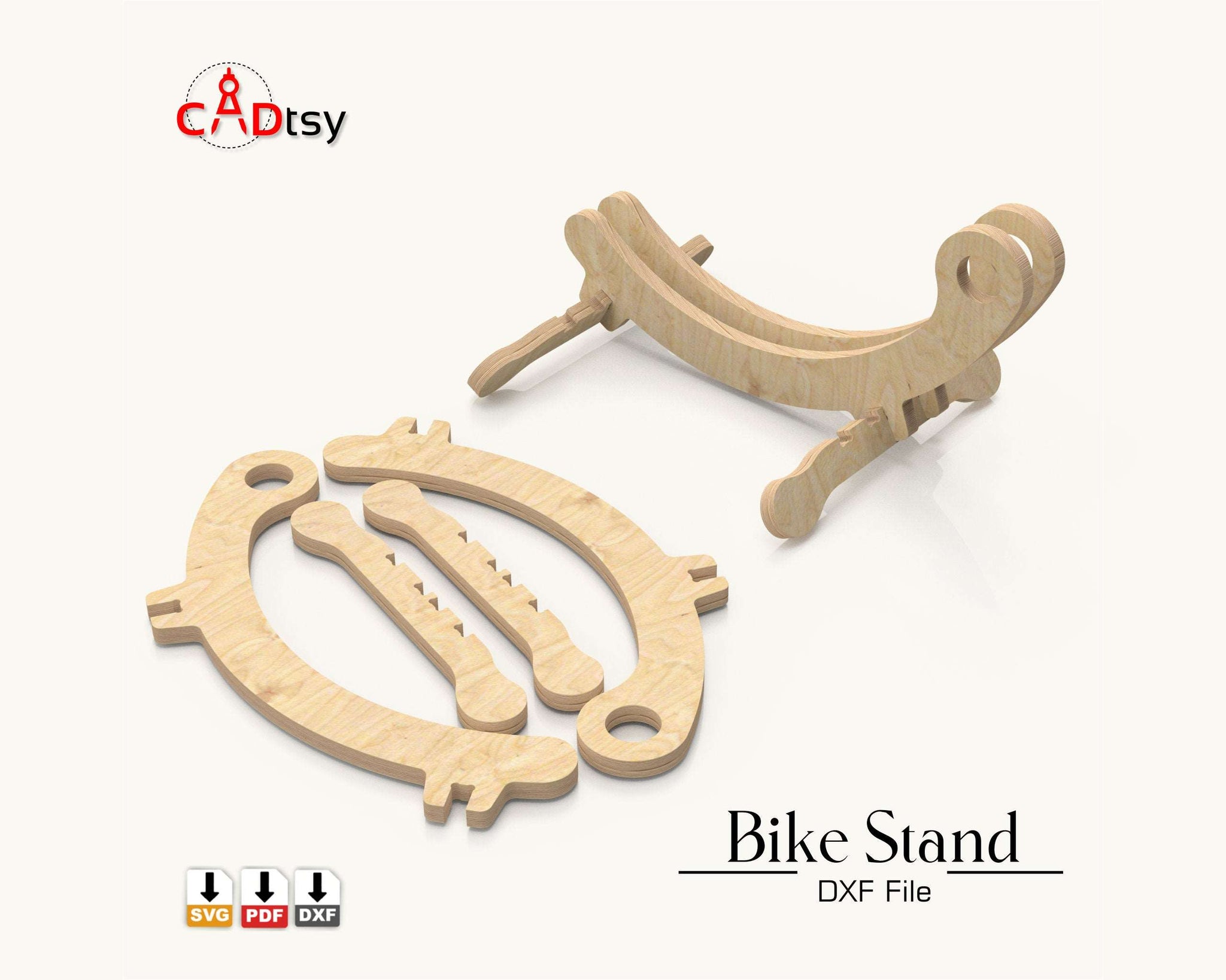 Bike Floor Stand DXF & SVG Files for CNC Router | CADtsy