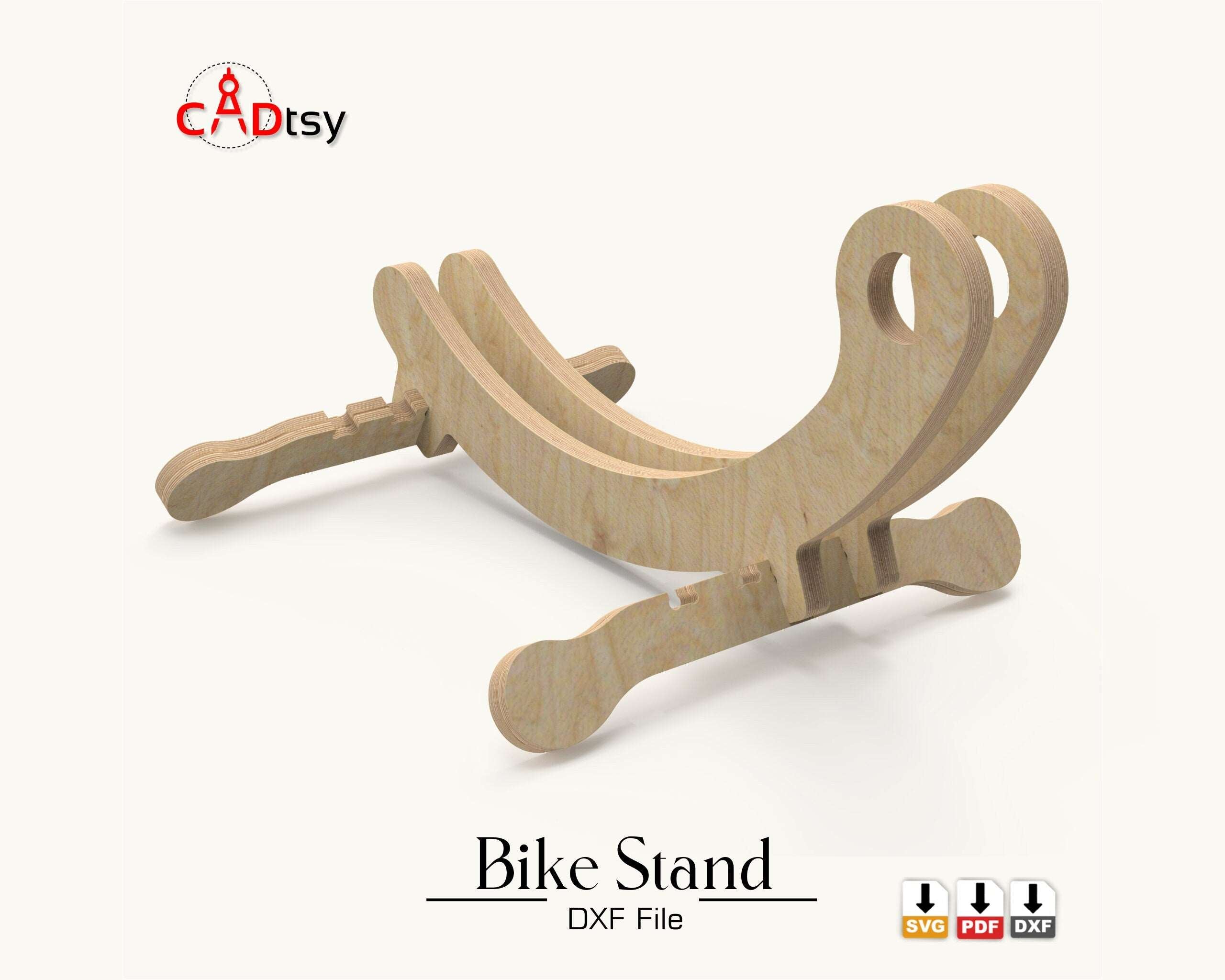 Bike Floor Stand DXF & SVG Files for CNC Router | CADtsy