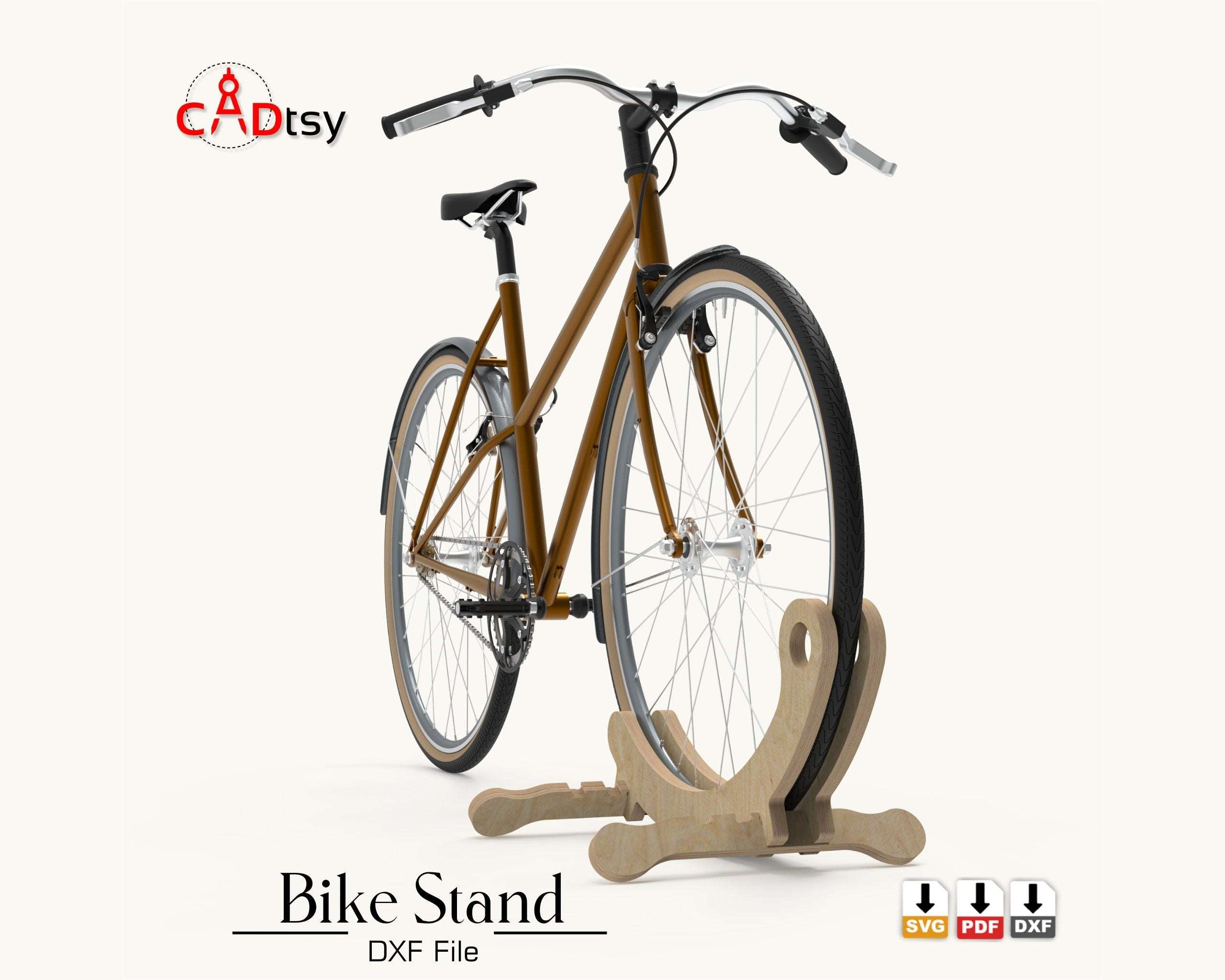 Bike Floor Stand DXF & SVG Files for CNC Router | CADtsy