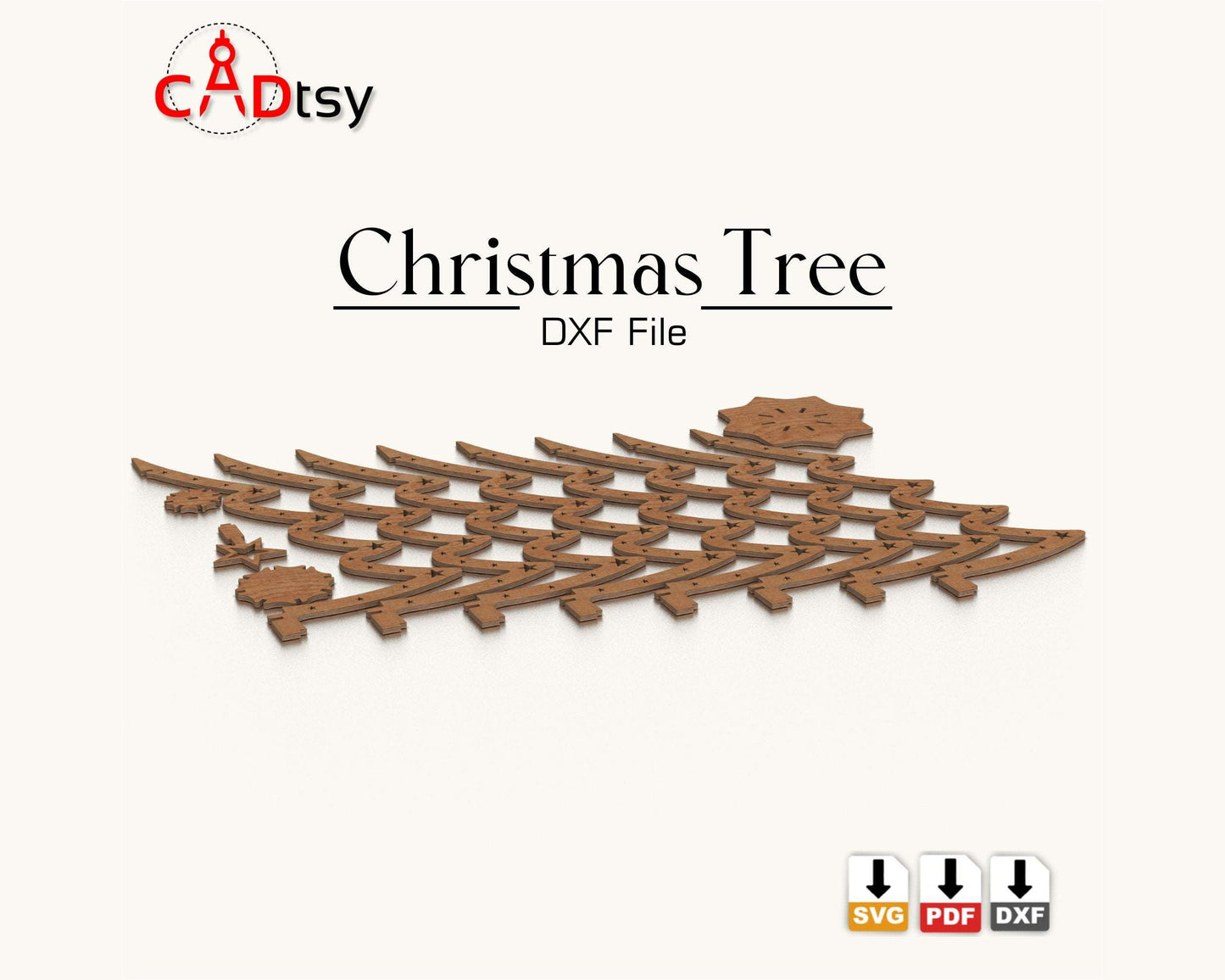 Christmas Tree CNC Laser Cutting DXF / SVG File, Plywood Candle Holder Lamp Festive Decor, Digital Download.