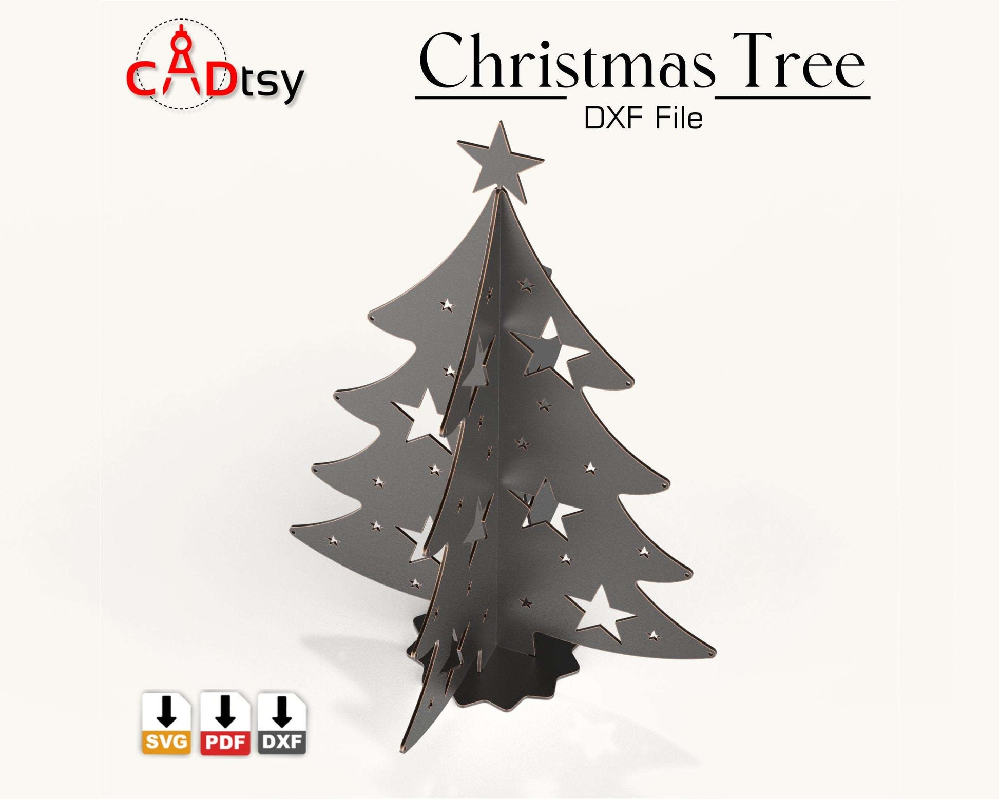 Christmas Tree CNC Laser Cutting DXF / SVG File, Metal Decoration, Digital Download.