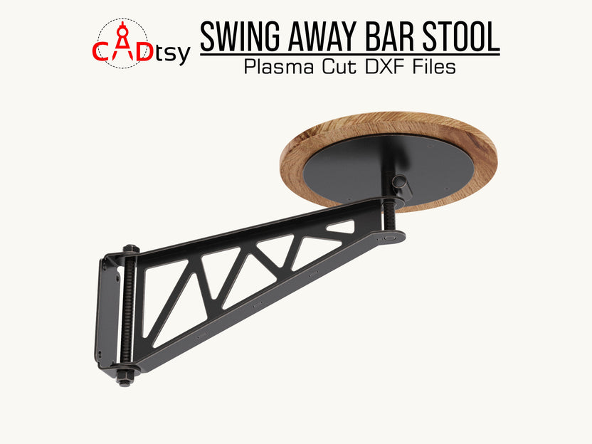 Underside view of the web-truss swing-out bar stool