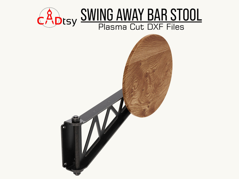 Web-truss stool shown with seat in vertical position