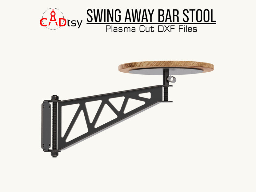 Extended side view of the web-truss swing-out bar stool